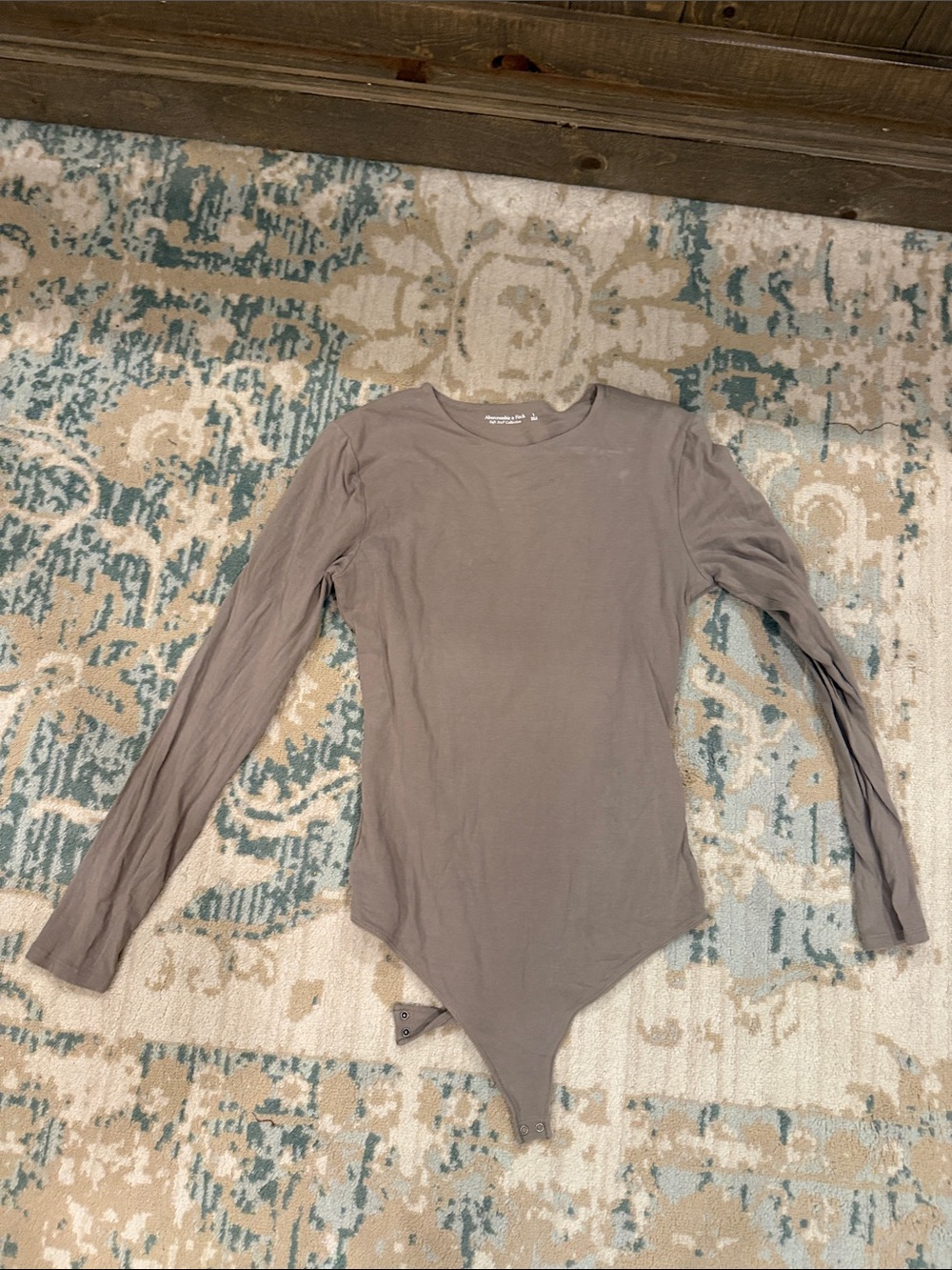 Abercrombie & Fitch Long-Sleeve Taupe Bodysuit
